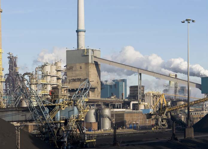 molten steel in a hot and humid environment